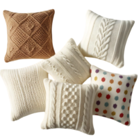 Decorative Pillows with Knit and Patterned Textures in Assorted Designs png