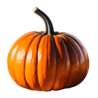 Bright Orange Pumpkin with Curved Black Stem on Transparent Background png