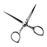 Silver Scissors with Sharp Blades and Circular Finger Holes Isolated png