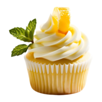 Lemon Cupcake with Cream Cheese Frosting and Garnish png