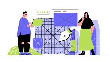 Designers collaborating on creative project vector
