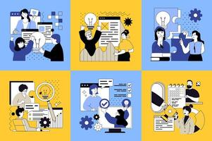 Team brainstorming and collaboration illustrations vector