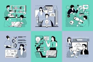 E-sport and game concept of social media banners set for web design. People playing games online, streaming gaming, players winning cybersport virtual competition. illustrations. vector