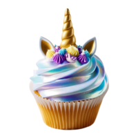 Rainbow Unicorn Cupcake with Swirls png