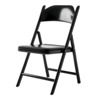 Black Folding Chair with Smooth Shiny Surface on Transparent Background png