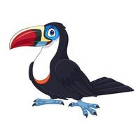 Cartoon toucan with large colorful beak vector