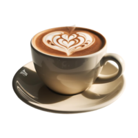 A cup of coffee with heart shaped latte art top png