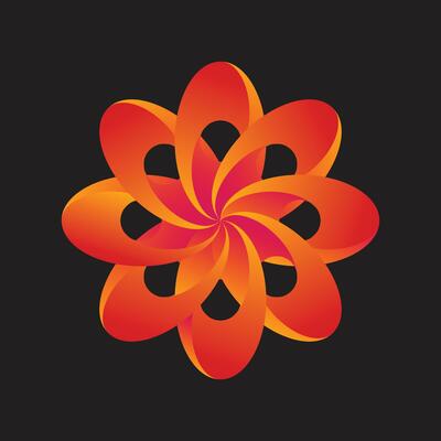Dynamic Orange Red Swirling Petal Graphic