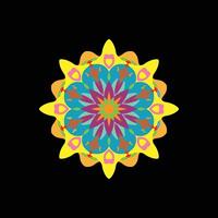 Vibrant Radial Mandala Design with Bold Colors vector