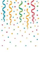 Colorful party design with a mix of tiny confetti and curling ribbons vector