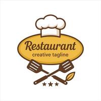Restaurant Chef Hat Spatula Cooking Food Service Emblem Logo Design vector