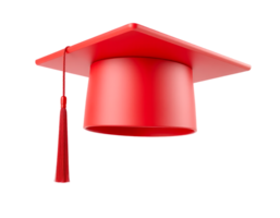 Red 3D Graduation Cap Isolated on Transparent Background png