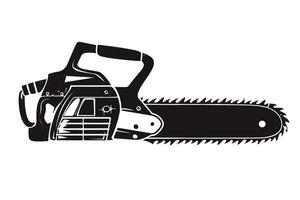 Black Silhouette of a Chainsaw for Manual Labor and Wood Cutting Activities vector