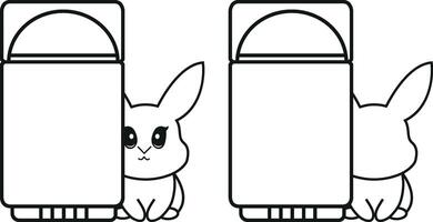 set of two simple black and white cosmetic deodorant badges with rabbits next to them, meaning that the cosmetic products are not tested on animals vector