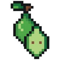 garden fruit in pixel art style namely green pear icon, retro 8-bit graphics style with visible square pixels and minimal color palette vector