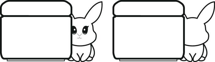 set of two simple black and white badges with a round jar of cream with rabbits next to it, meaning that cosmetic products are not tested on animals vector