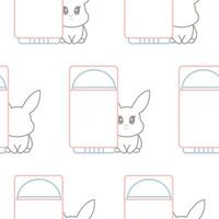 pattern of two simple colored cosmetic deodorant check marks with rabbits next to them, meaning that cosmetic products are not tested on animals vector