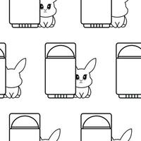 pattern of two simple black and white cosmetic deodorant check marks with rabbits next to them, meaning that cosmetic products are not tested on animals vector