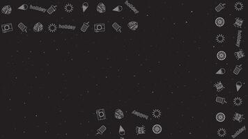 Minimalist Summer Holiday Line Icons Frame on Starry Night Background for Poster and Banner Design vector