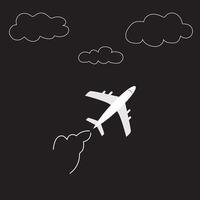 Minimalist Airplane Illustration with Clouds for Travel Poster and Background Design vector