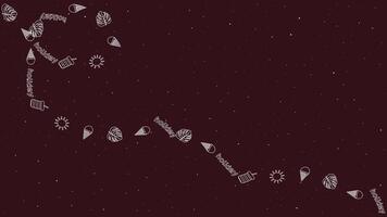Minimalist Summer Line Icons Curve Path on Starry Night Background for Poster and Wallpaper Design vector