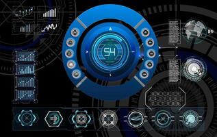 High-tech digital interface displaying data metrics and analytics for real-time monitoring and analysis. vector