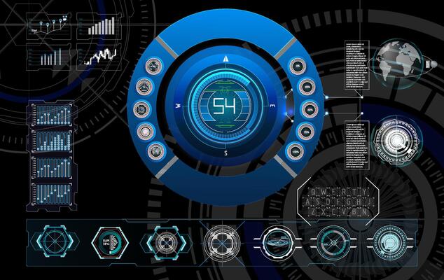 High-tech digital interface displaying data metrics and analytics for real-time monitoring and analysis.