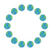 Frame of the circle planet Earth. Cute design. flat illustration isolated on a white background vector