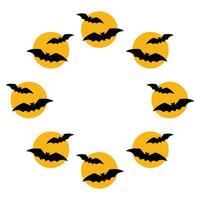 Circle frame. Moon and bats. Halloween design. flat illustration isolated on a white background. vector