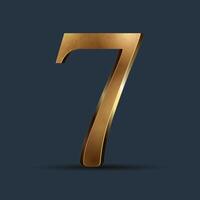 Luxury golden 3D figure. Elegant ranking element or decorative font design. Premium 3D metallic numeral for birthday, competition result, calendars, postcards or any advertising vector
