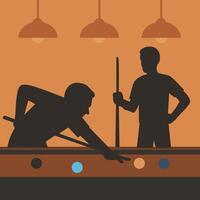 two players playing pool vector