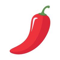 Simple flat design icon of a red hot chili pepper. Graphic illustration of a spicy vegetable, seasoning for cooking. Isolated on a white background, perfect for food design vector
