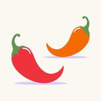Modern flat design illustration of spicy chili peppers. Isolated graphic icon for cooking ingredients, Asian food, restaurant menus, and hot sauce products. Simple culinary graphic vector