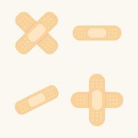 Set of Adhesive Bandage Plaster Illustrations for First Aid and Wound Care vector