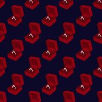 Romantic Proposal Ring Box Seamless Pattern vector
