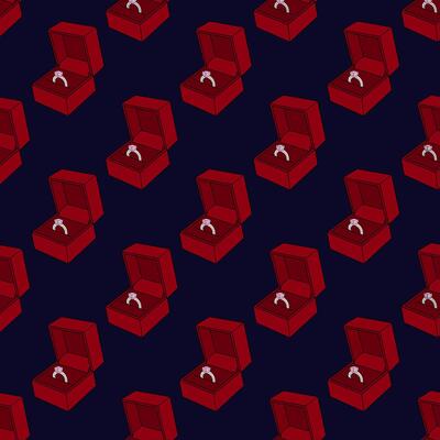 Romantic Proposal Ring Box Seamless Pattern