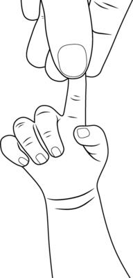 Line Art of Baby Holding Mother's Finger