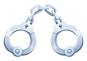 Handcuffs, commonly used by law enforcement to restrain suspects and maintain custody. Cartoon illustration vector