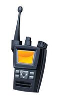 Portable police radio, a communication device for officers to maintain contact and coordinate operations. Cartoon illustration vector