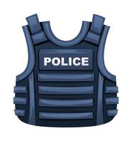 Police bulletproof vest, a protective garment worn by officers for safety during dangerous situations. Cartoon illustration vector