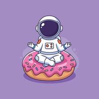 Astronaut sitting on a donut vector