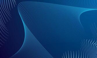 Blue background technology line wave and particle vector