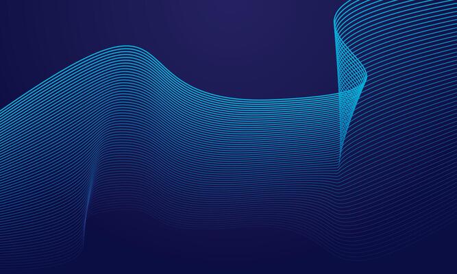 Abstract glowing wave lines on dark blue background