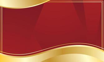 Luxury red abstract background with elegant gold waves for certificate and invitation card vector