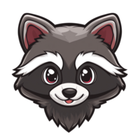 Adorable Cartoon Raccoon Face Big Eyes, Happy Expression, Perfect for Kids' Designs, Logos, and Illustrations. High-quality graphic, easily scalable for various applications. png