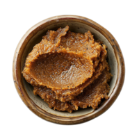 Traditional Fermented Soybean Paste Miso in Ceramic Container on Transparent Background png