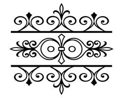 Elegant ornamental black ironwork design element in format on a clean white background vector