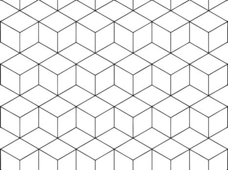 Black and white seamless pattern of 3d isometric cubes arranged in an abstract design vector
