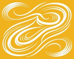Abstract swirling white lines pattern on a bright yellow background creating a visual design vector