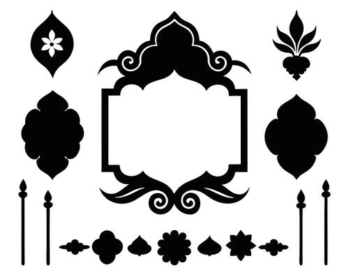 Ornamental black silhouettes elegant designs for decorative frames borders and embellishments for creative projects